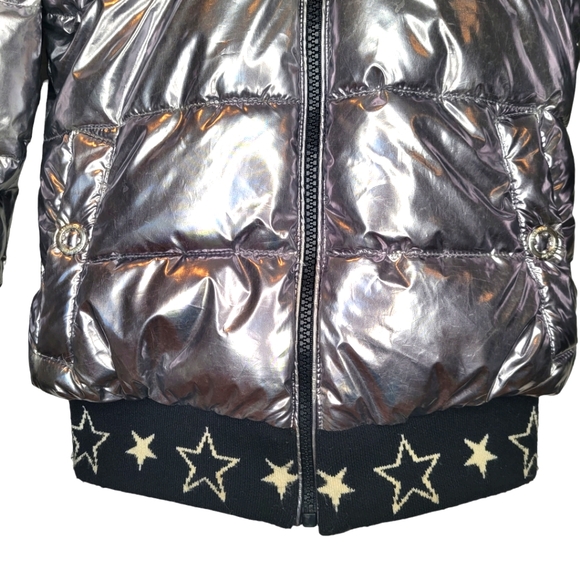 Kensie Girl Pewter Metallic Sherpa-Lined Puffer Jacket Girls size 7/8 - Picture 12 of 16